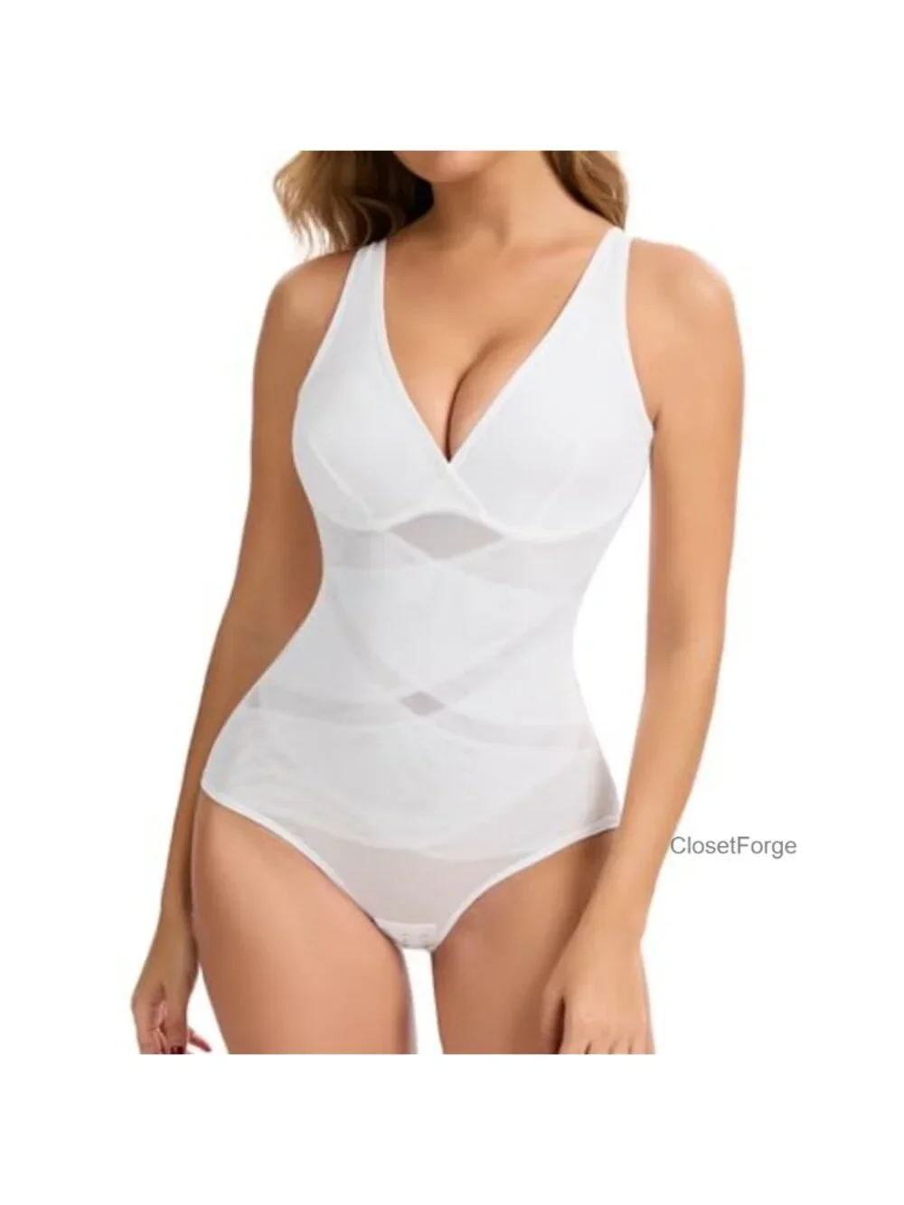 Women's Seamless Shapewear Bodysuit V-Neck Tummy Control Body Shaper
